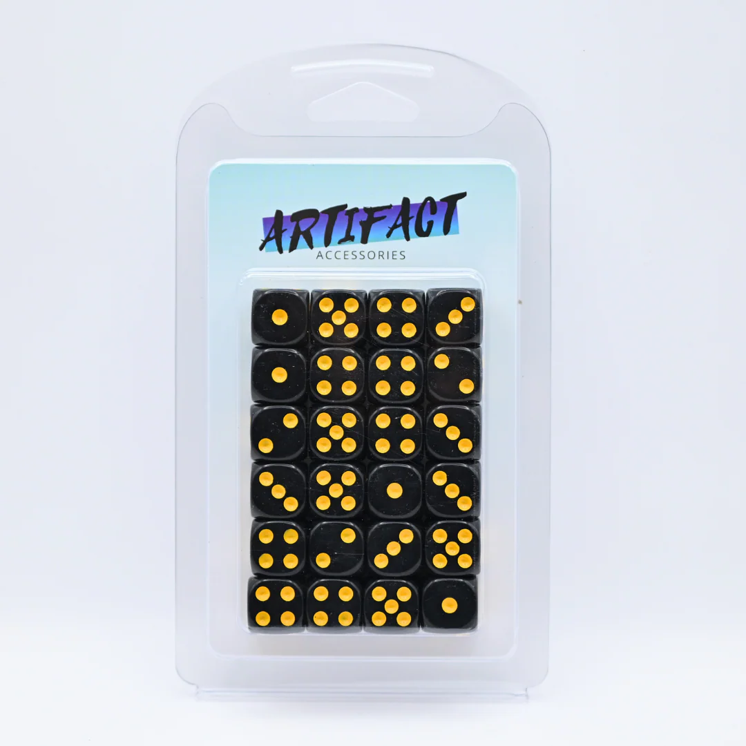 16mm Dice Black Series (Yellow pips) - Image 2