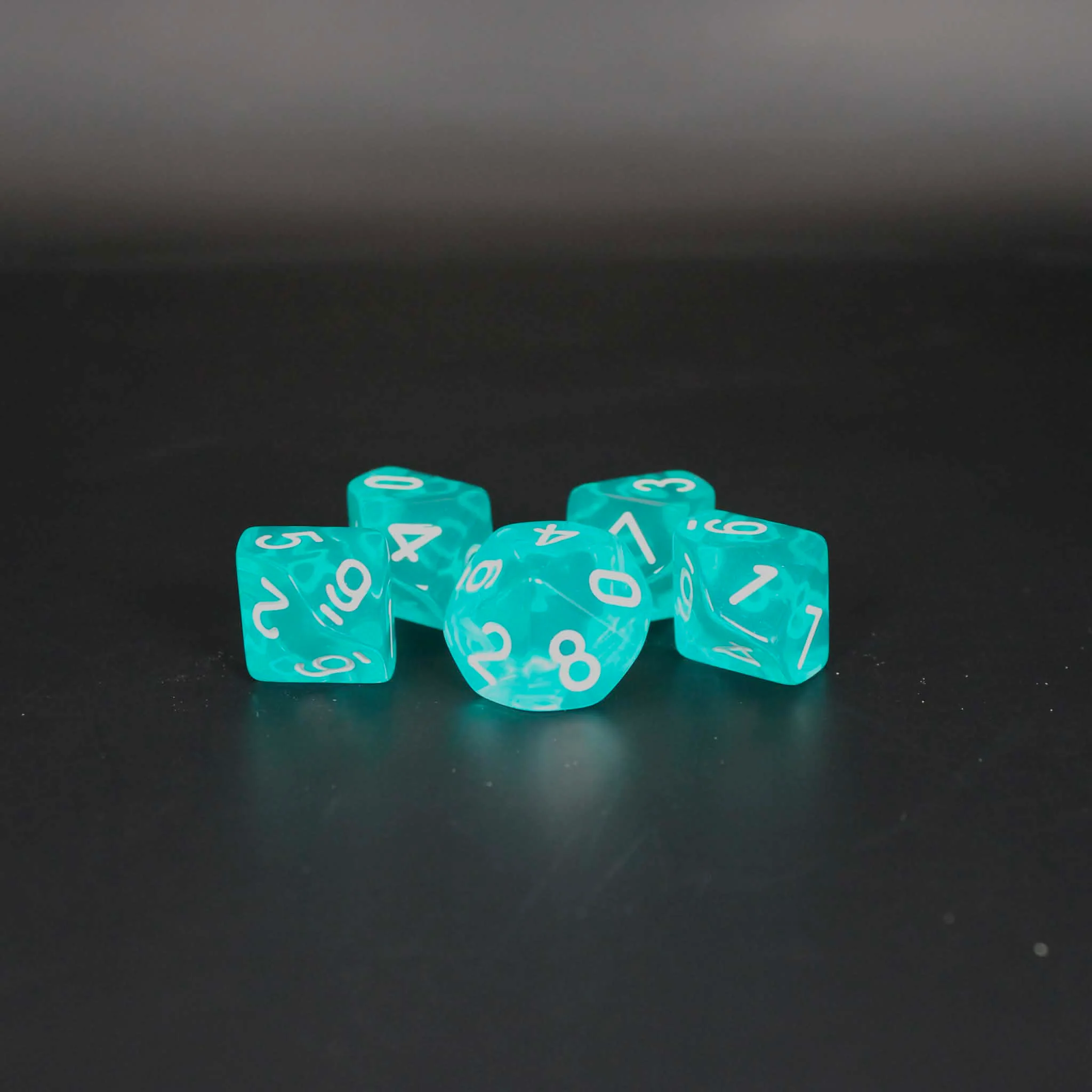 D10s (5) Transparent Turquoise dice