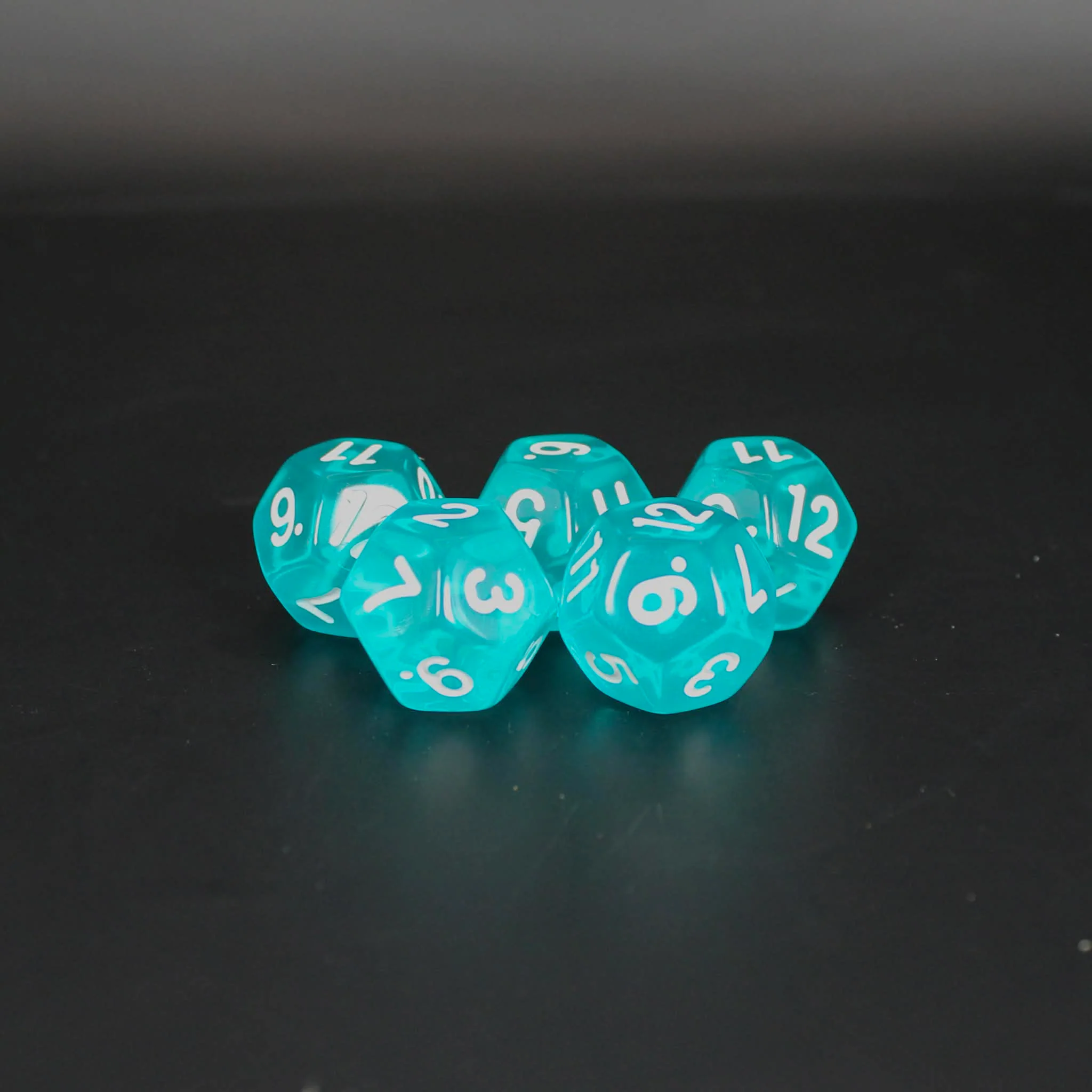 D12s (5) Transparent Turquoise dice