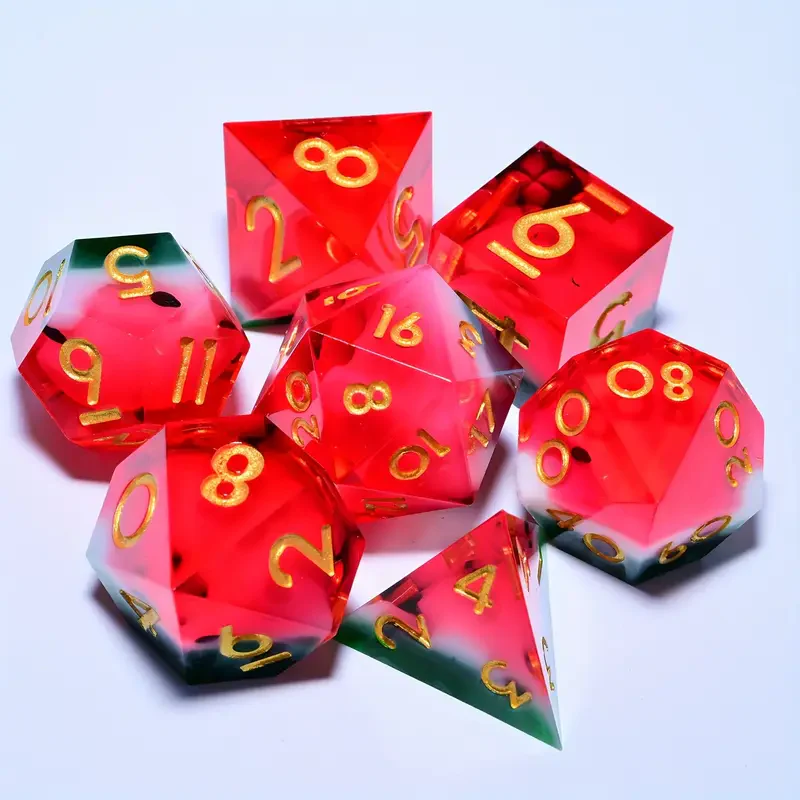 D&D Dice Set Sharp Edge - Watermelon (Gold) - Image 2