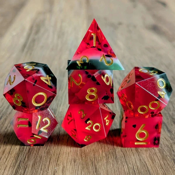 D&D Dice Set Sharp Edge - Watermelon (Gold) - Image 4