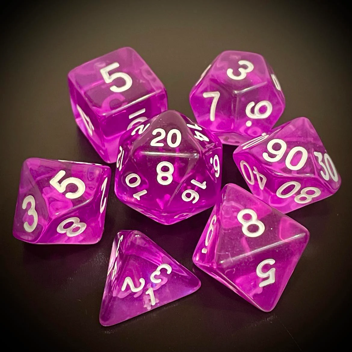D&D Dice Set - Transparent Purple